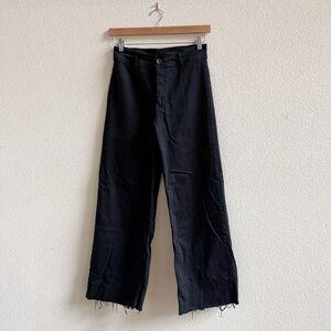 OAT Black Wide Leg Raw Hem Denim Pants High Rise Size 6/28